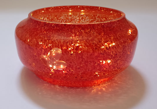 Cuenco de vidrio soplado con luz – Aurora Coral Flor de lis