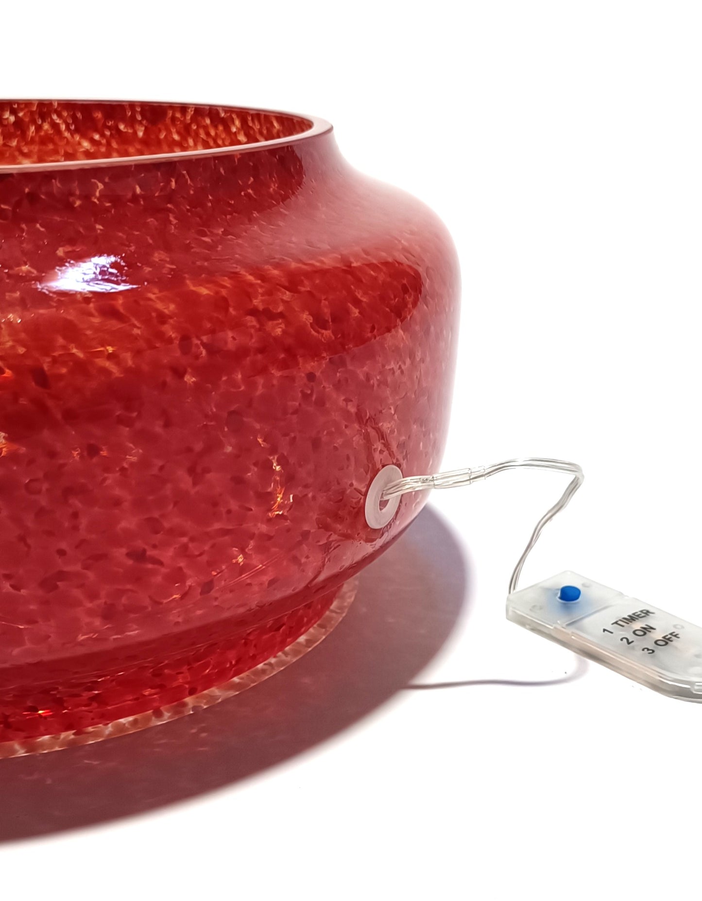 Cuenco de vidrio soplado con luz – Aurora Coral Flor de lis