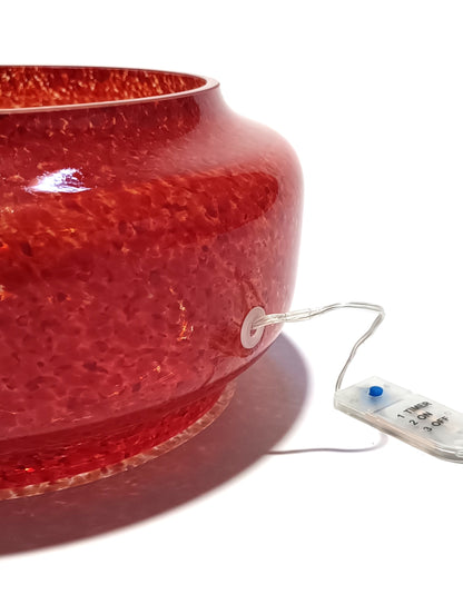 Cuenco de vidrio soplado con luz – Aurora Coral Flor de lis