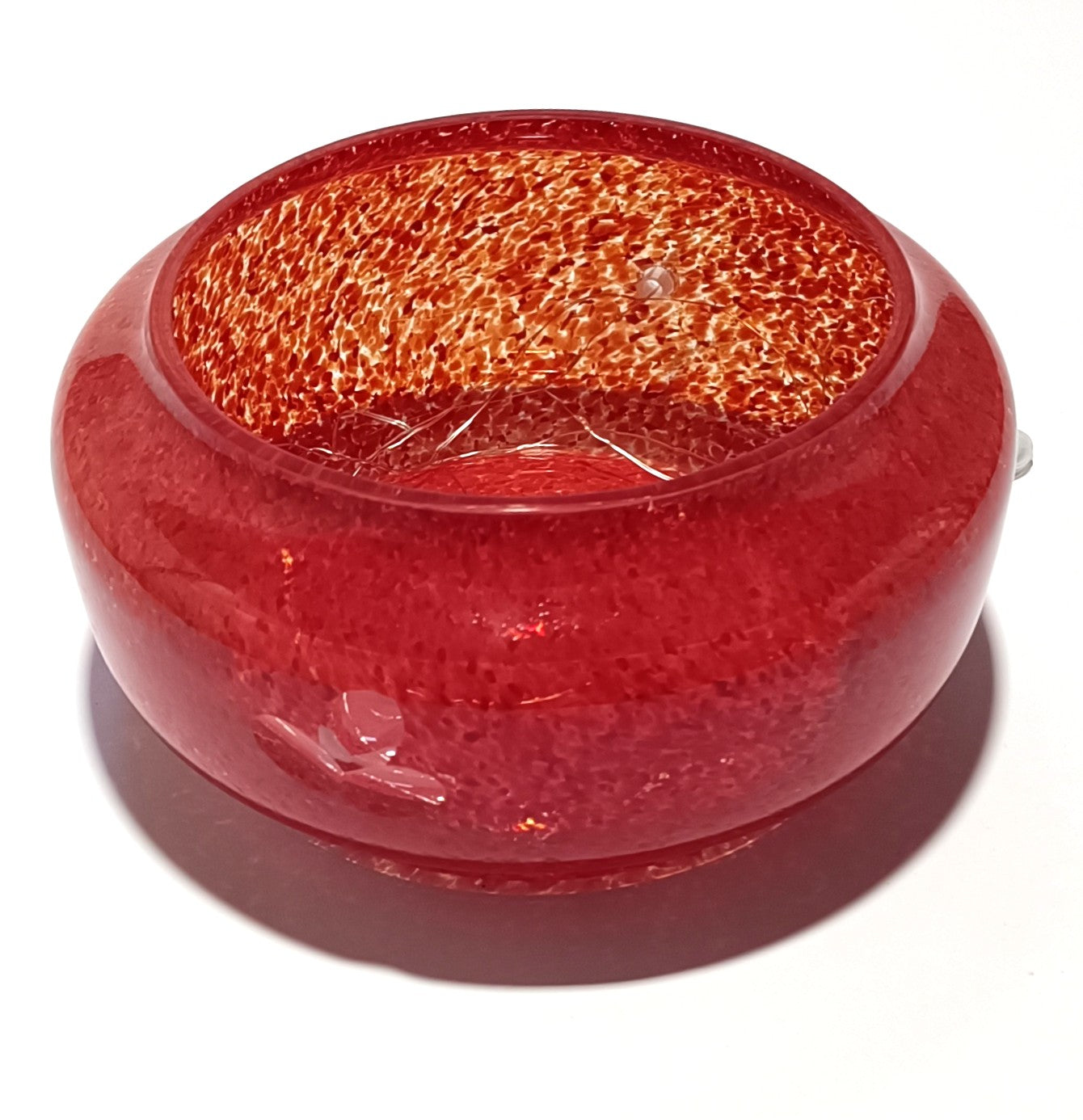 Cuenco de vidrio soplado con luz – Aurora Coral Flor de lis