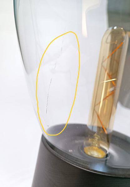 Candeeiro de Mesa em Vidro Soprado e Base de Madeira