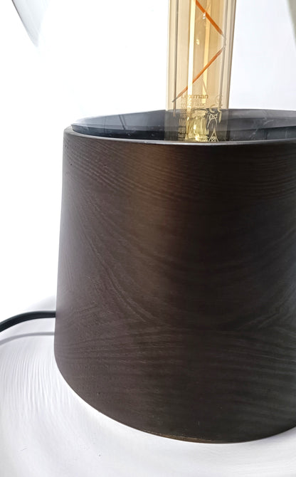 Candeeiro de Mesa em Vidro Soprado e Base de Madeira