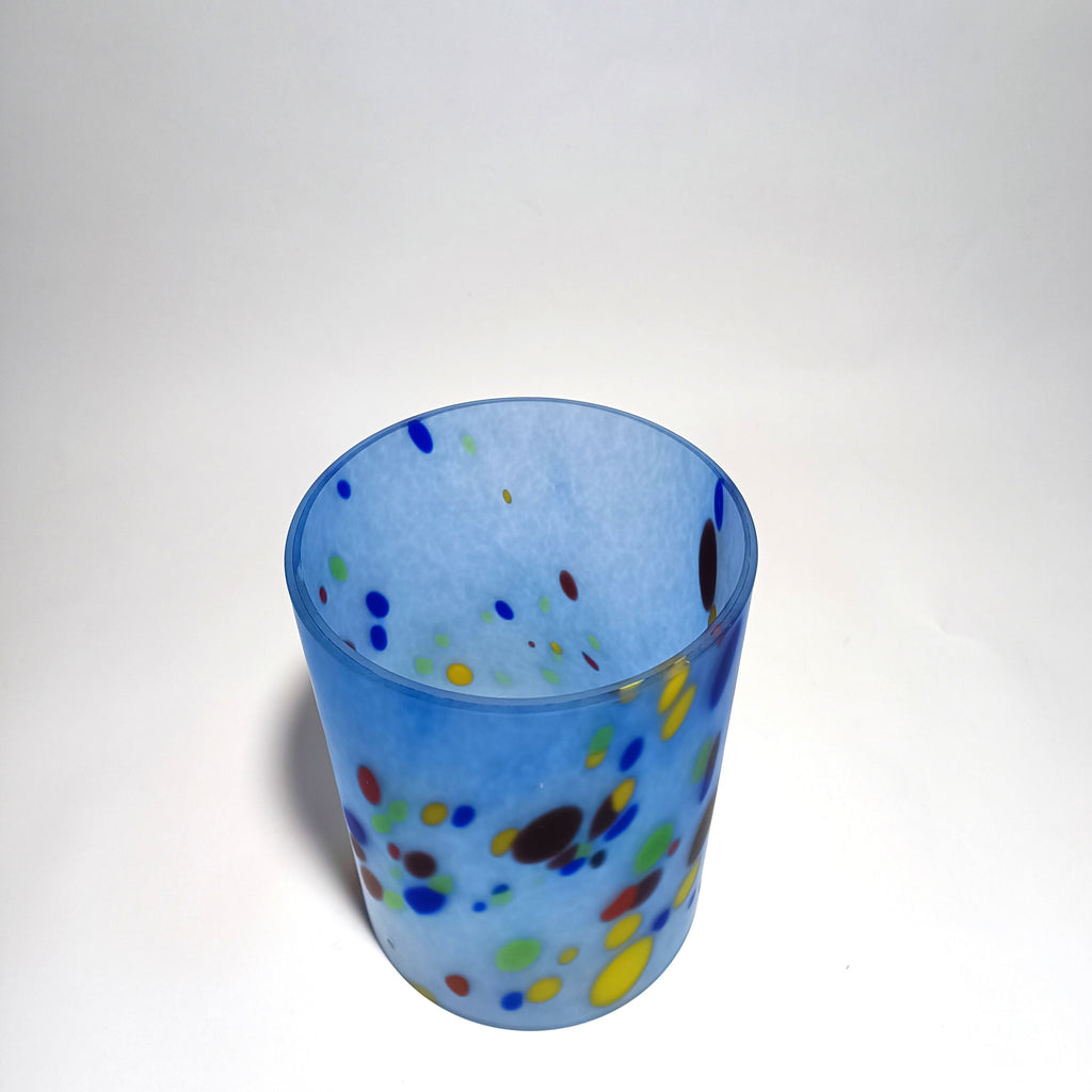 Vidro para Candeeiro de Teto Azul com Grãos de Cor