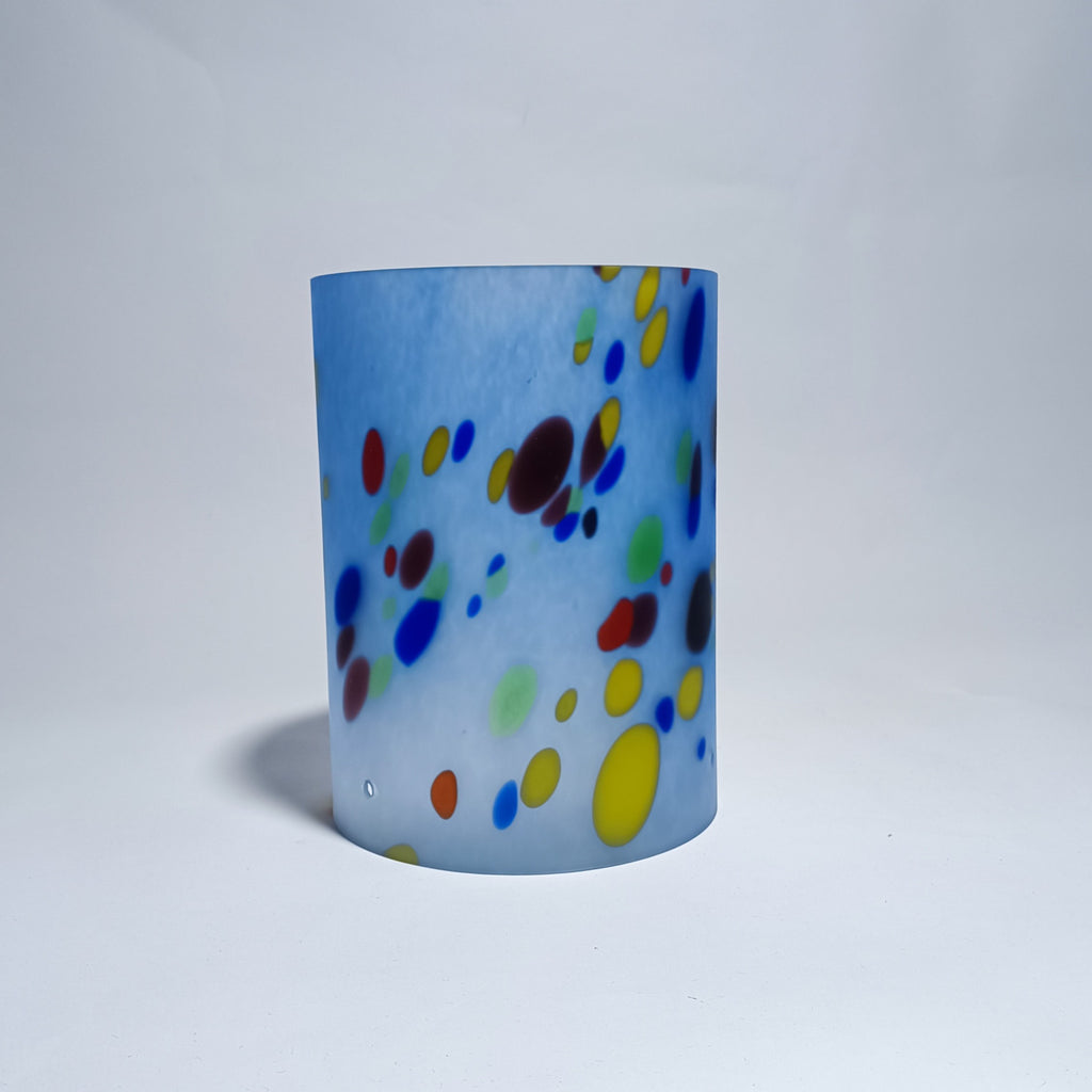 Vidro para Candeeiro de Teto Azul com Grãos de Cor