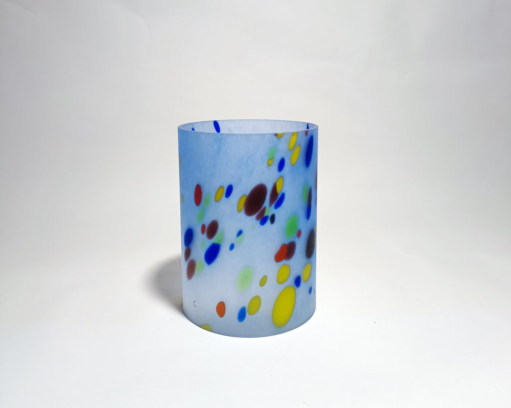 Vidro para Candeeiro de Teto Azul com Grãos de Cor