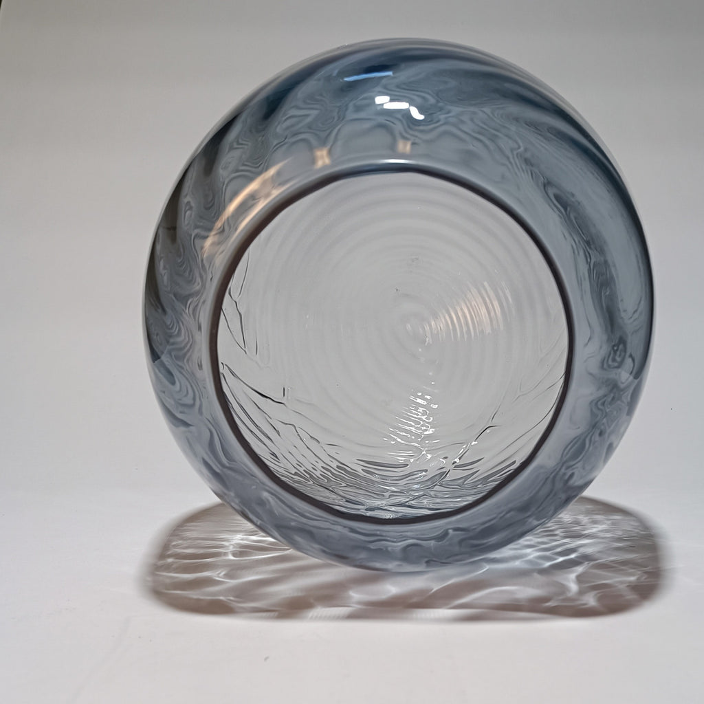 Abat-jour en Verre Soufflé Artisanal Ovale Cannelé — Lampadaire