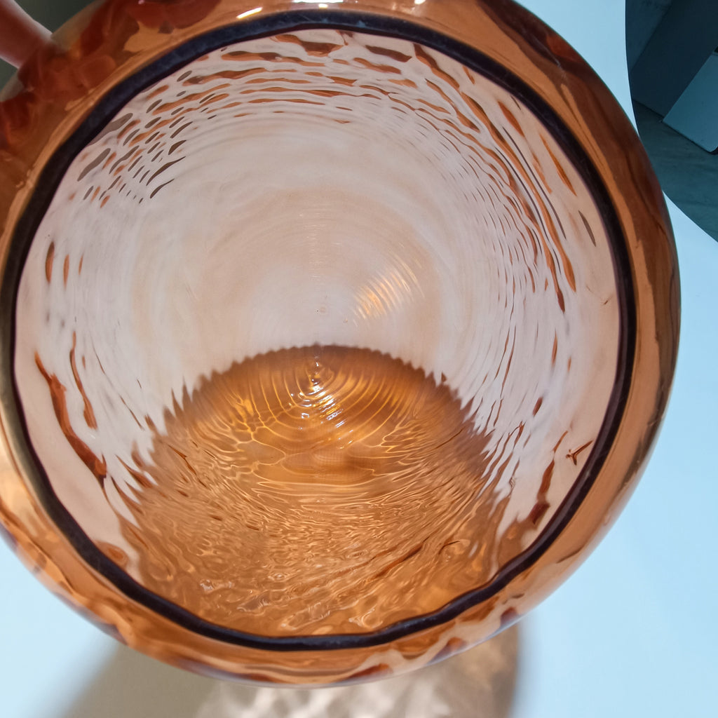 Abat-jour en Verre Soufflé Artisanal Ovale Cannelé — Lampadaire