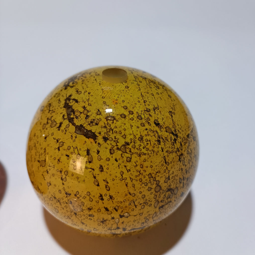 Abajur Esfera Vidro Artesanal Volkano Âmbar Dourado
