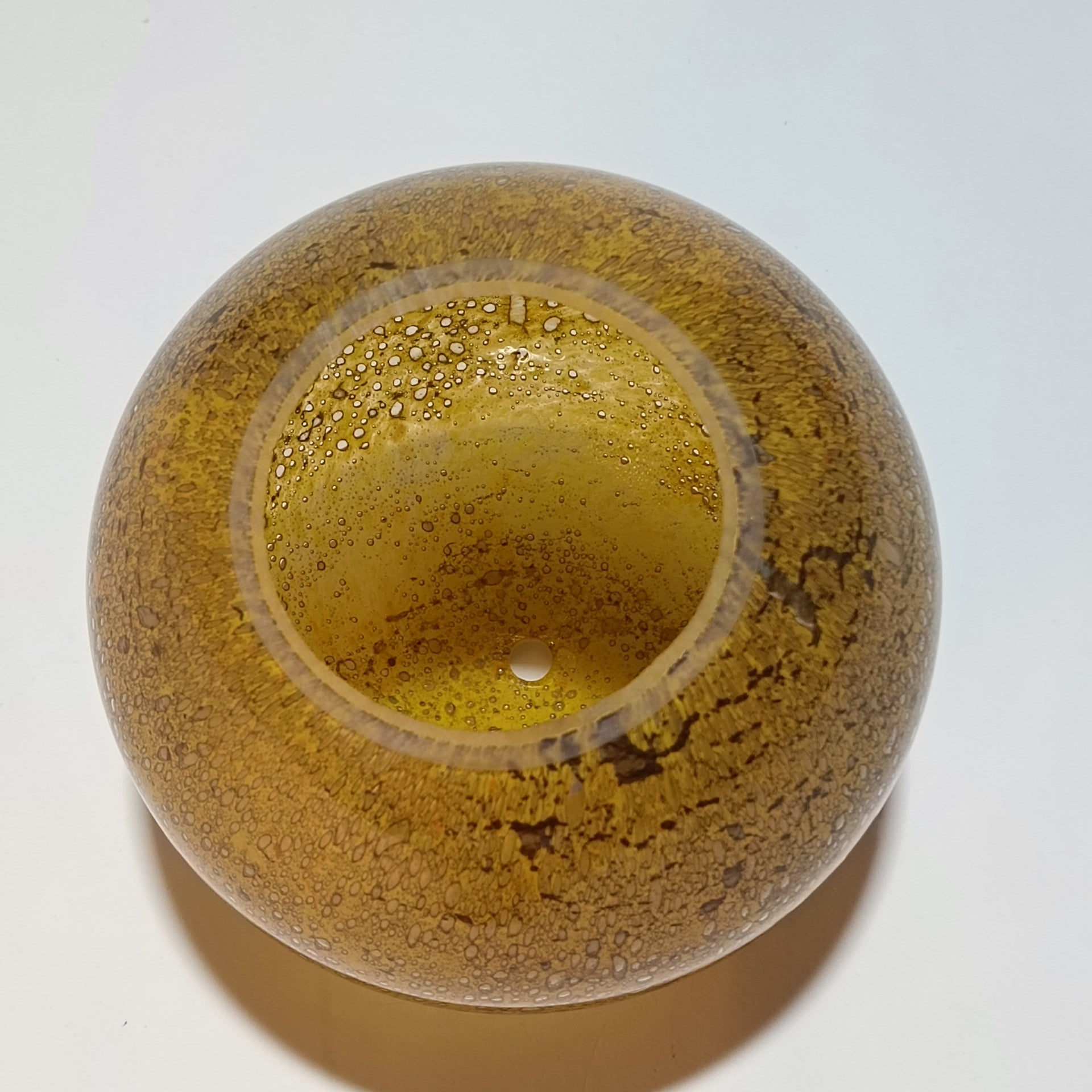 Abajur Esfera Vidro Artesanal Volkano Âmbar Dourado