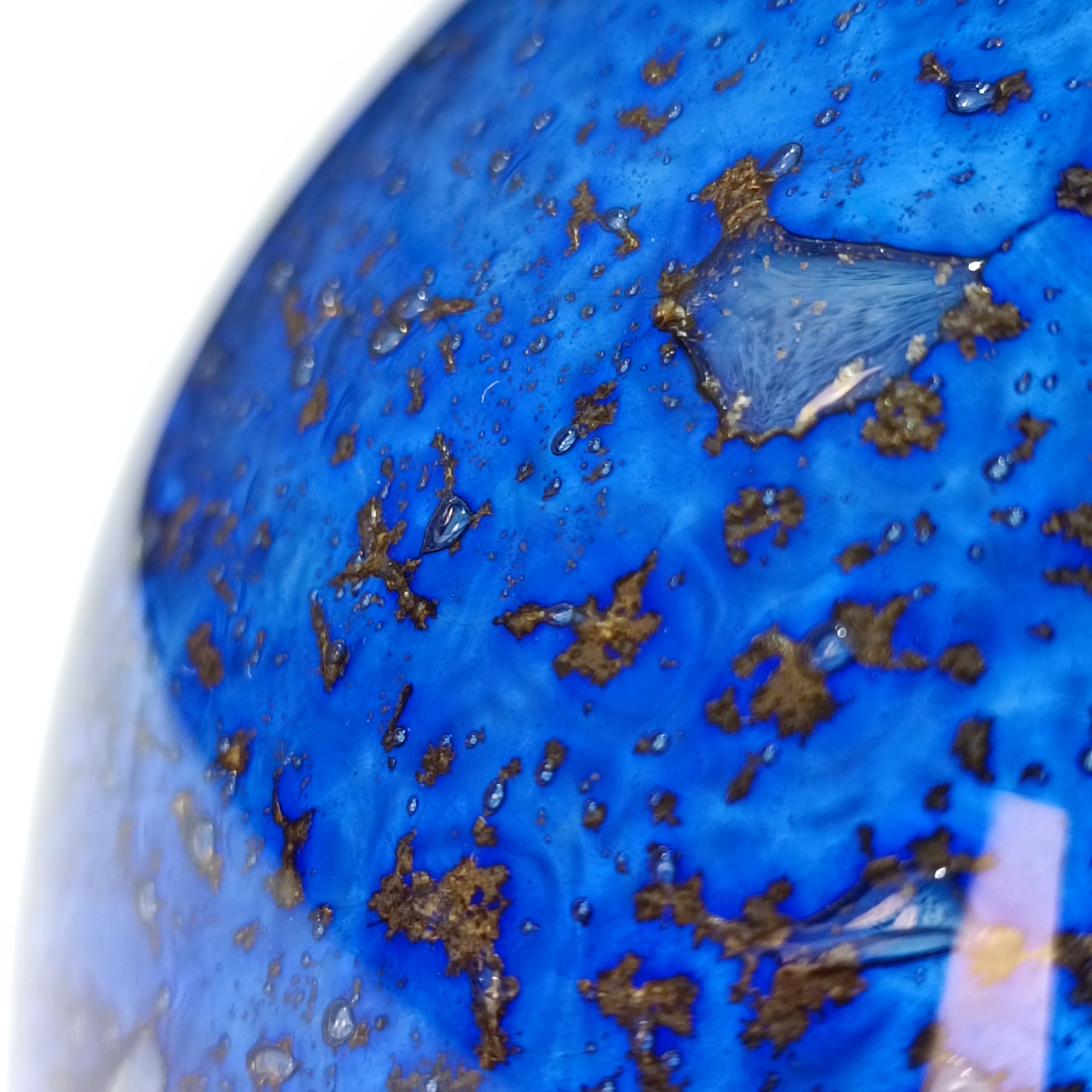 Abajur Esfera Vidro Artesanal Volkano Azul Cobalto