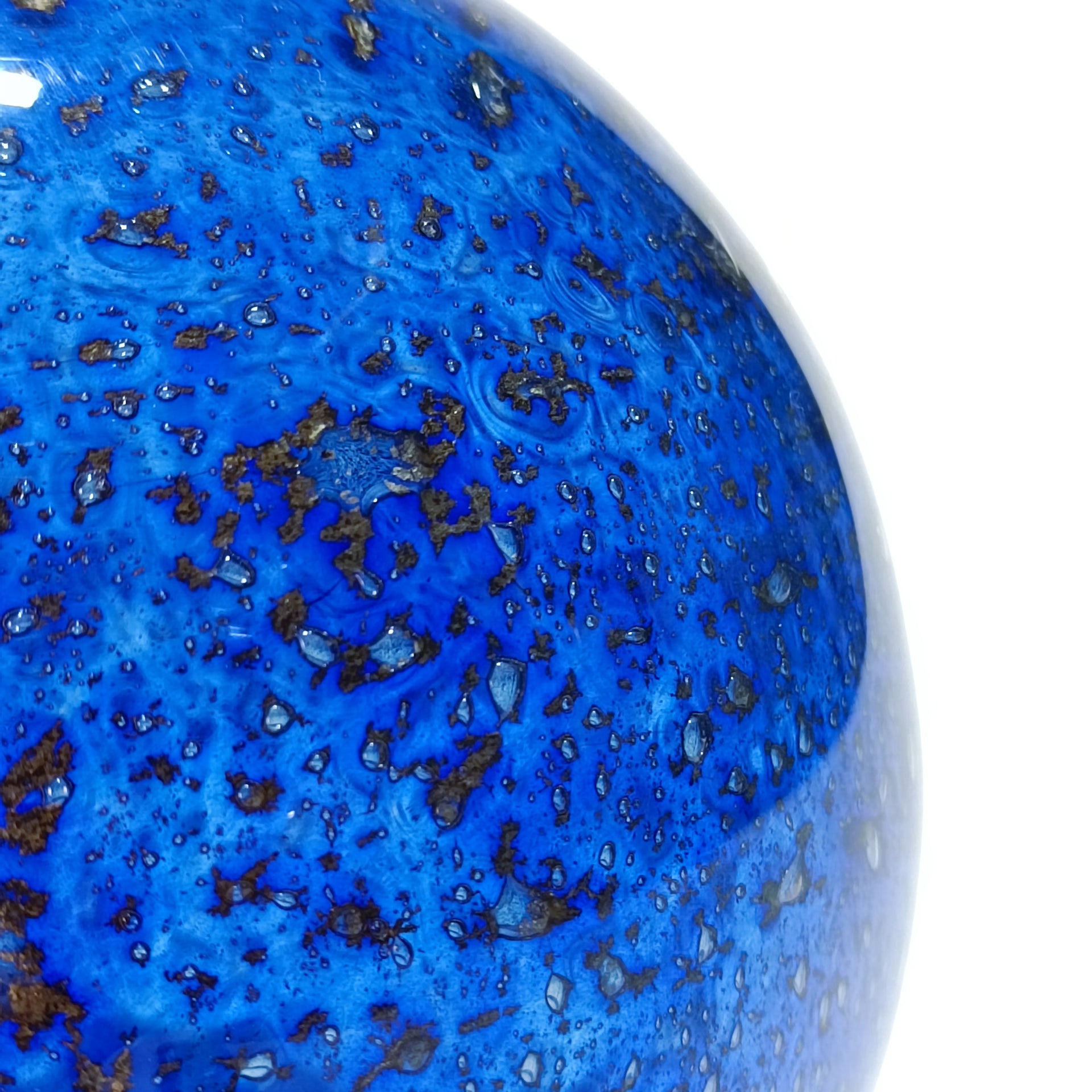 Abajur Esfera Vidro Artesanal Volkano Azul Cobalto