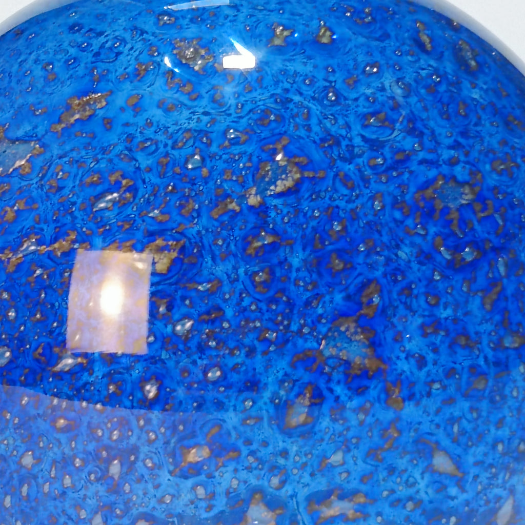 Abajur Esfera Vidro Artesanal Volkano Azul Cobalto