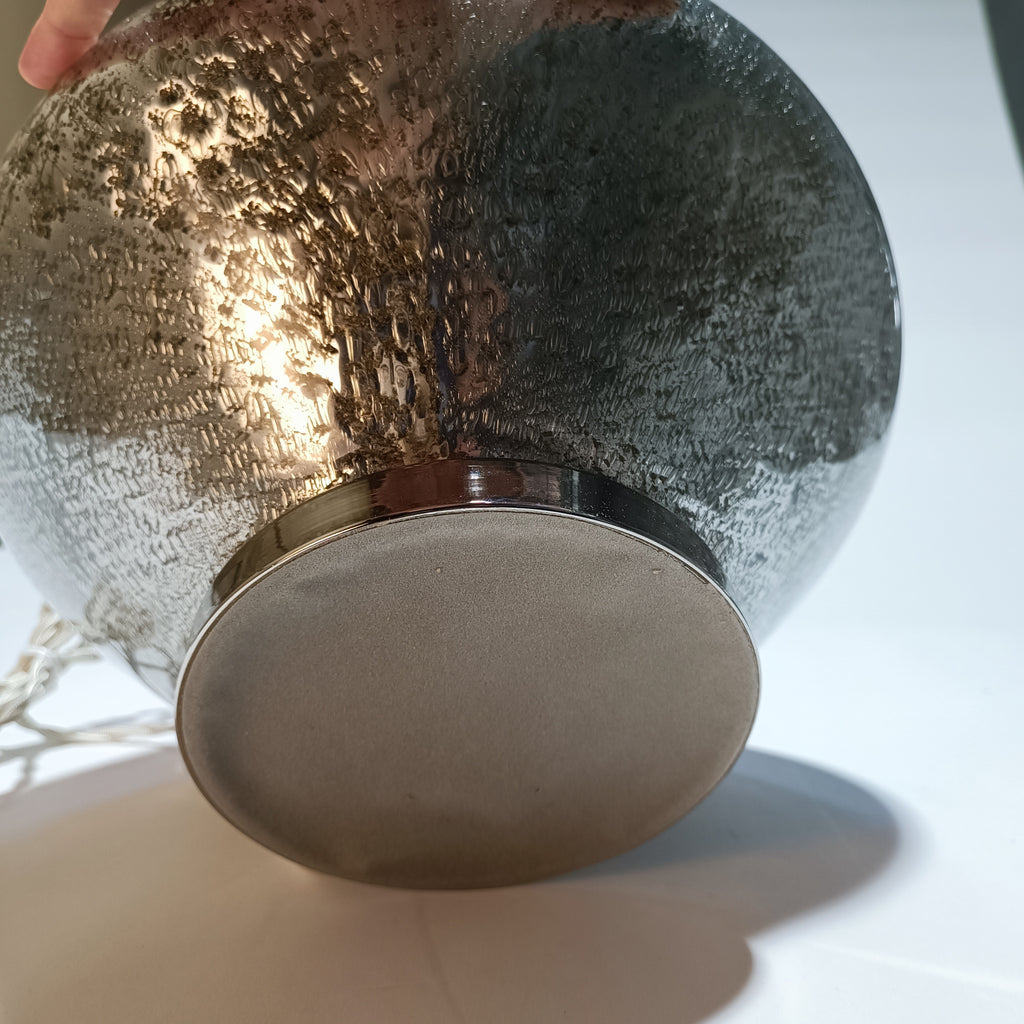 Candeeiro de Mesa em Vidro Artesanal Prateado Volkano - Base Diamante