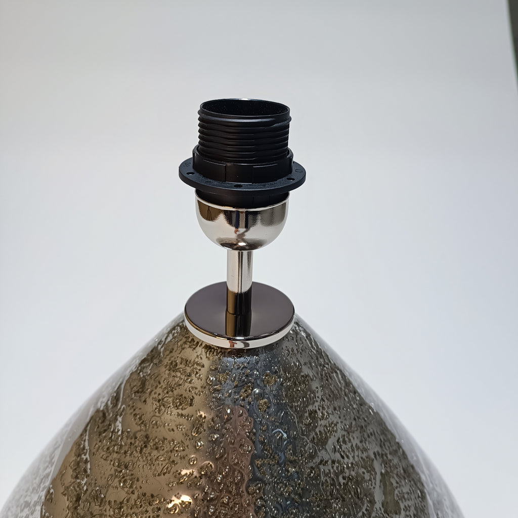 Candeeiro de Mesa em Vidro Artesanal Prateado Volkano - Base Diamante