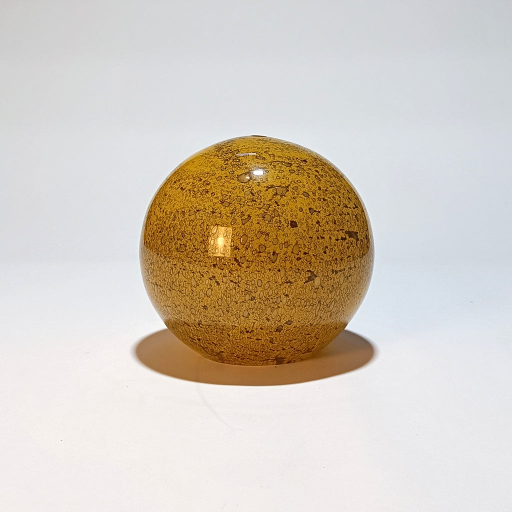 Abajur Esfera Vidro Artesanal Volkano Âmbar Dourado