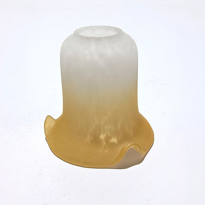 Tulipa em vidro fosco degradê branco e mel