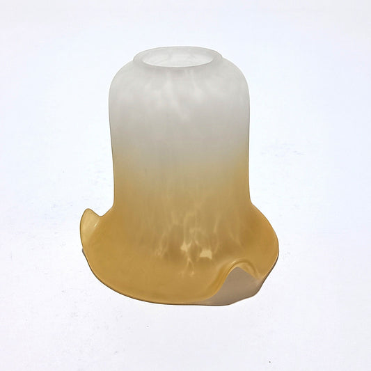 Tulipa em vidro fosco degradê branco e mel