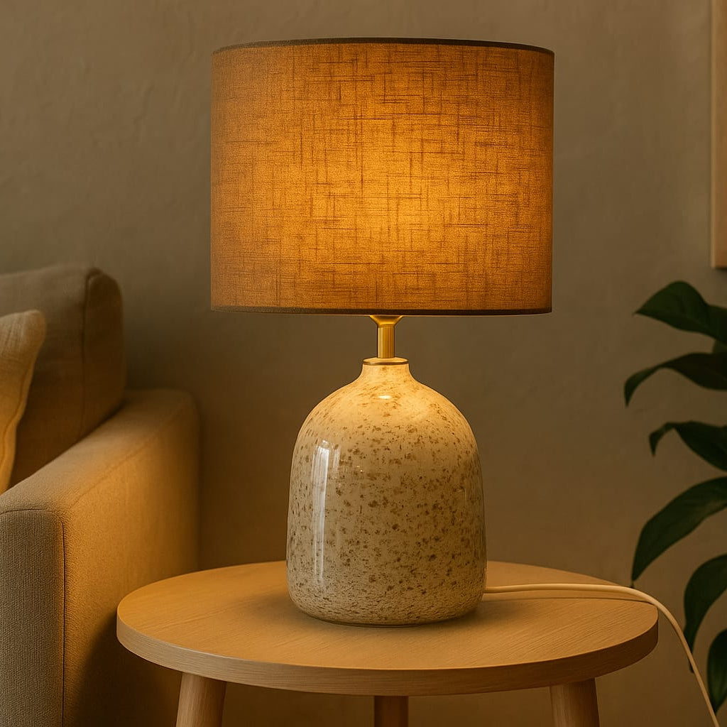 White glass table lamp base, Volkano model