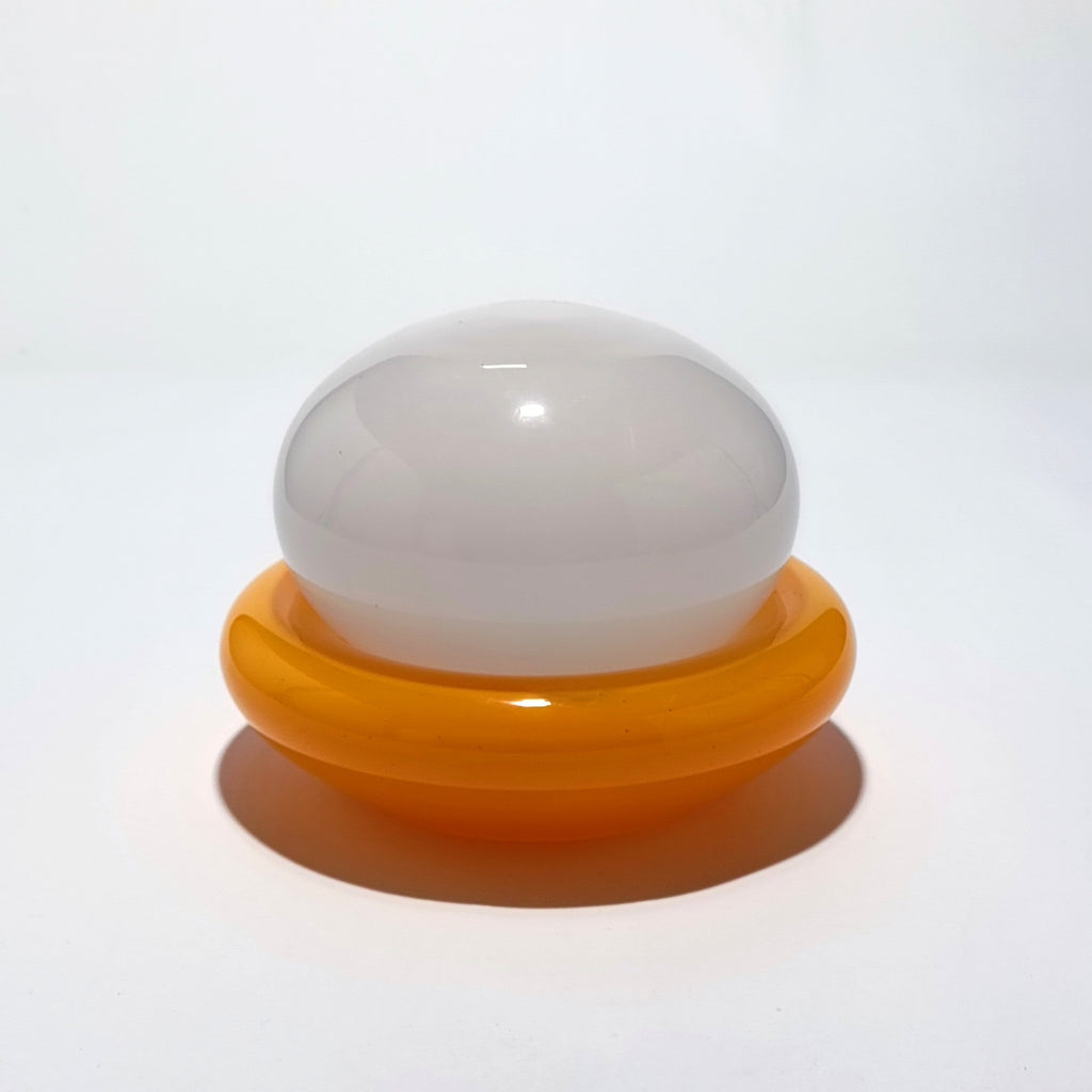 Cordless table lamp in orange glass, Nebulume model – view 3