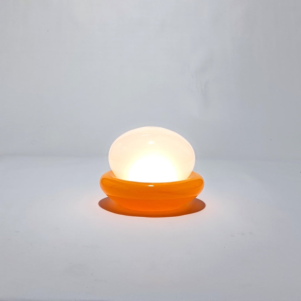 Cordless table lamp in orange glass, Nebulume model – view 5