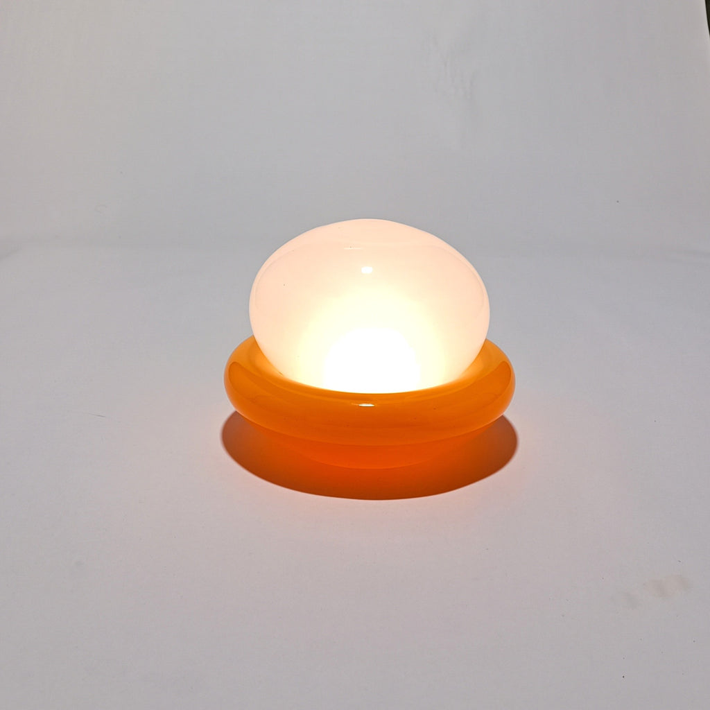 Cordless table lamp in orange glass, Nebulume model – view 8