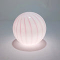 Cordless table lamp in pink striped blown glass, Ø 25 cm