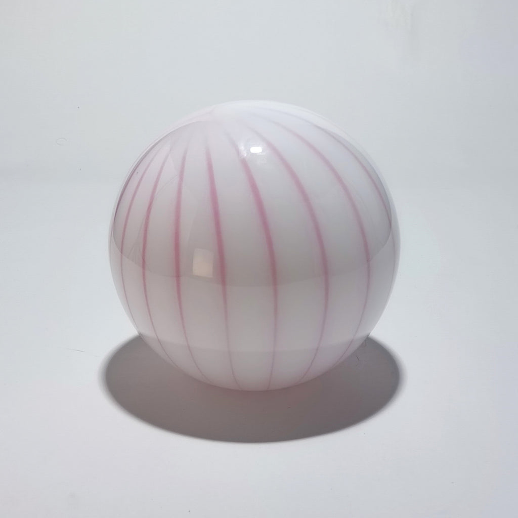 Cordless table lamp in pink striped blown glass, Ø 25 cm – view 2