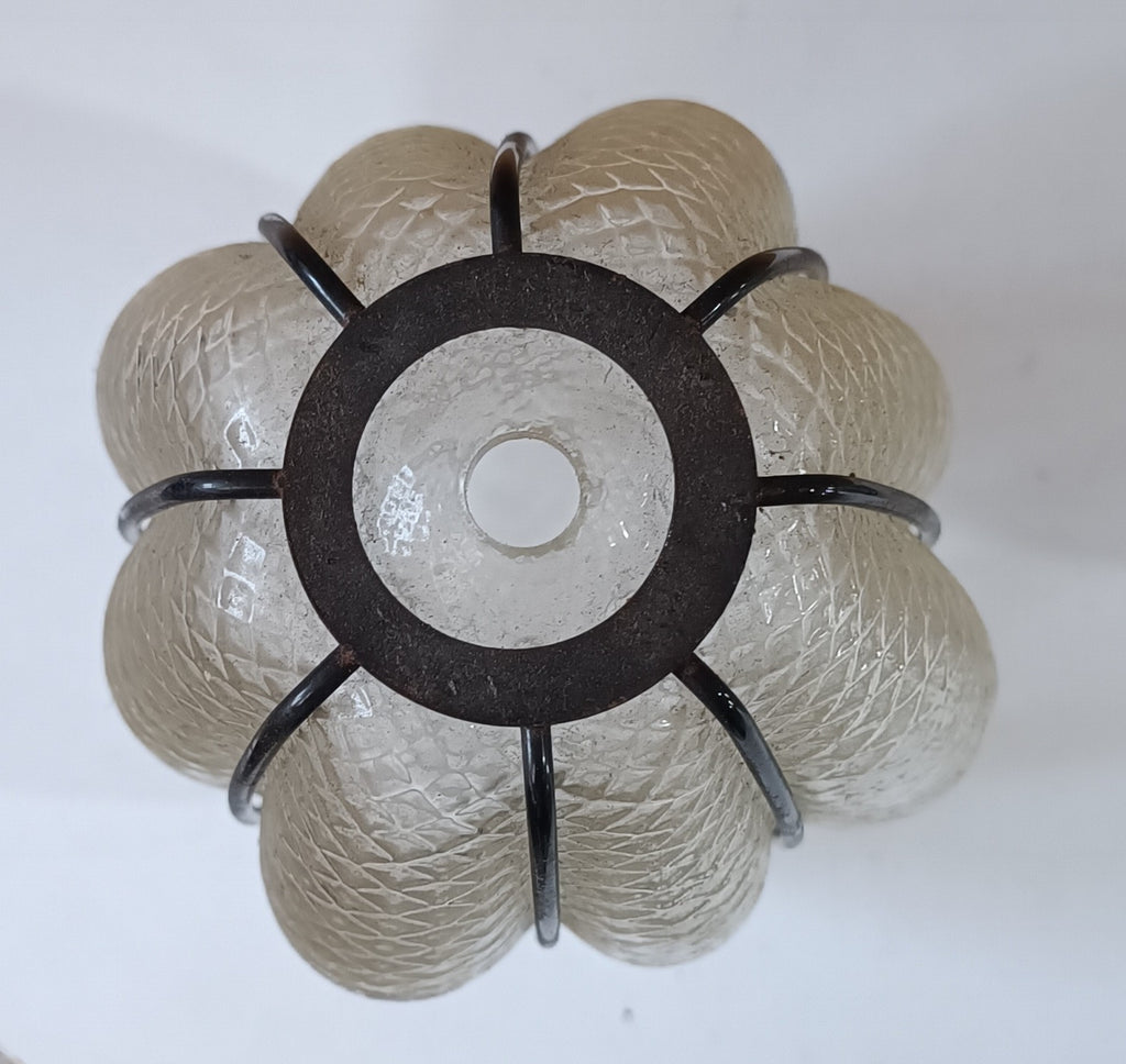 Conjunto de 3 lanternas em vidro texturado com estrutura metálica – vista 5