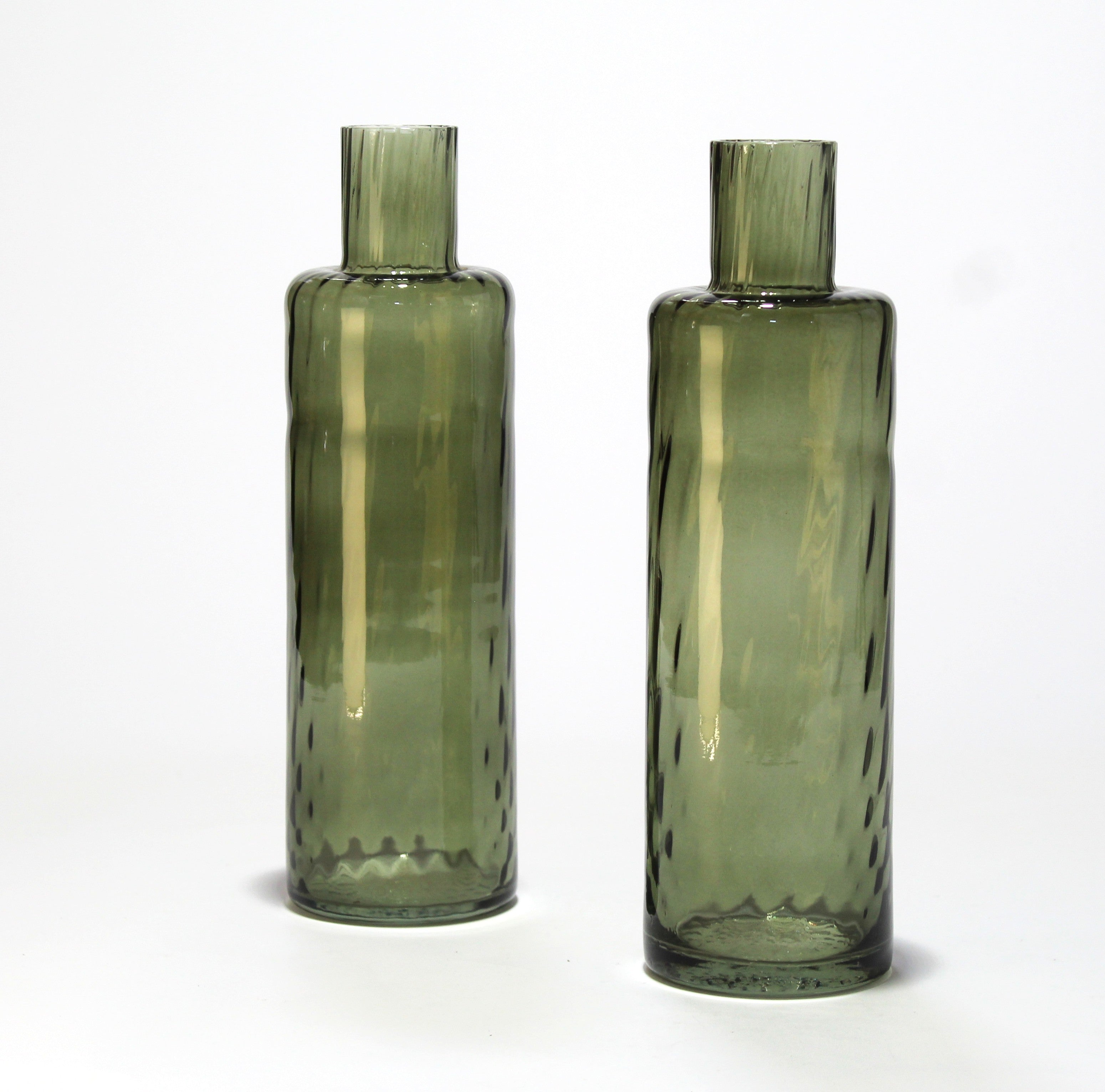 Elegante par de jarrones de cristal | Verde