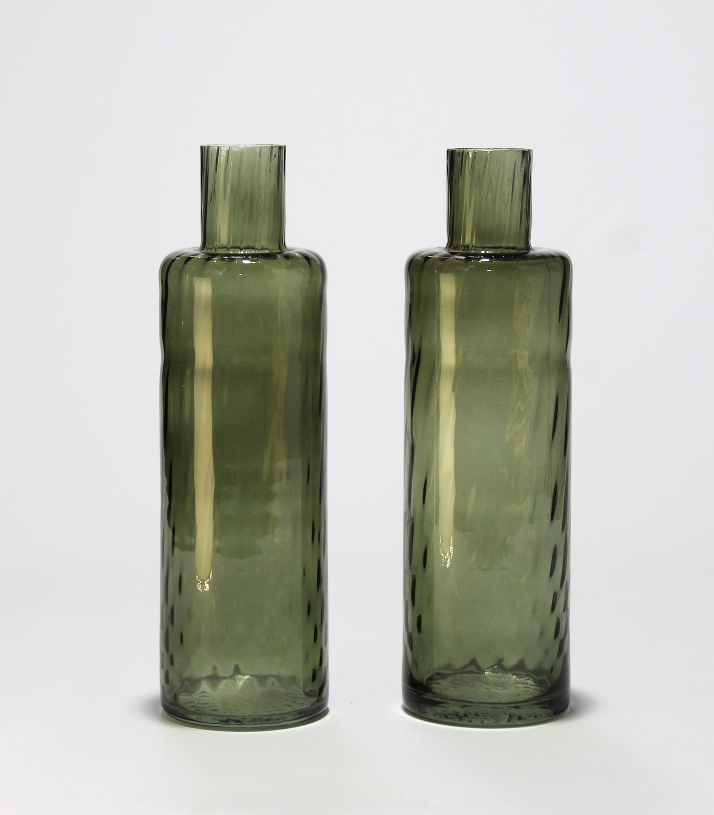 Elegante par de jarrones de cristal | Verde