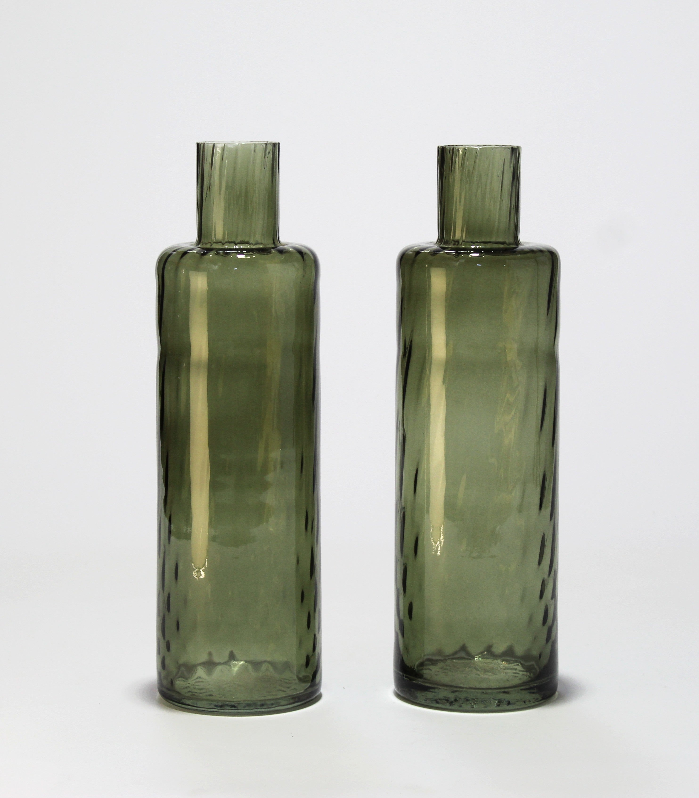 Elegante par de jarrones de cristal | Verde