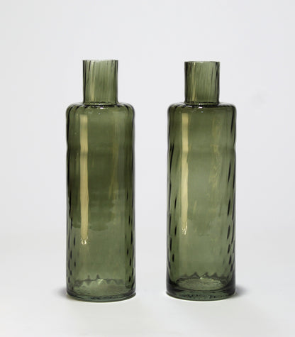 Elegante par de jarrones de cristal | Verde