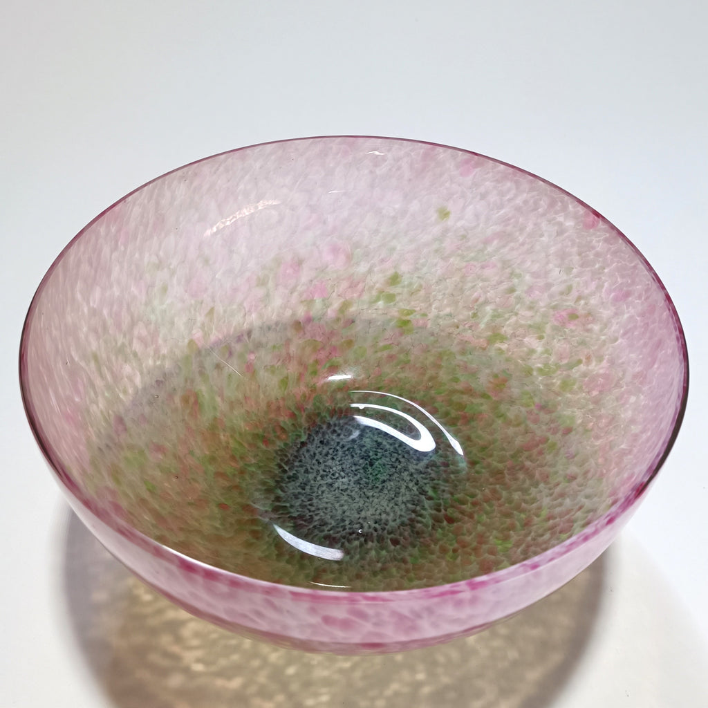 Taça decorativa em vidro soprado, rosa e verde – vista 4