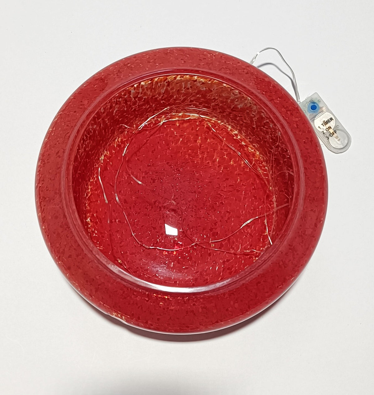 Taça de vidro soprado com luz, Aurora Coral Flor de Lis – vista 4