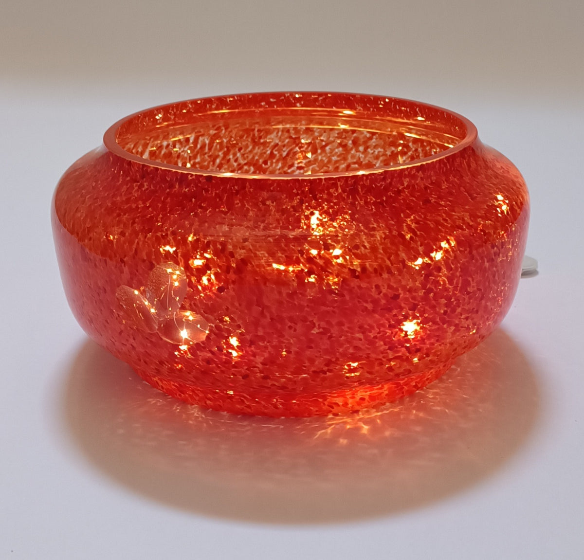 Taça de vidro soprado com luz, Aurora Coral Flor de Lis – vista 6