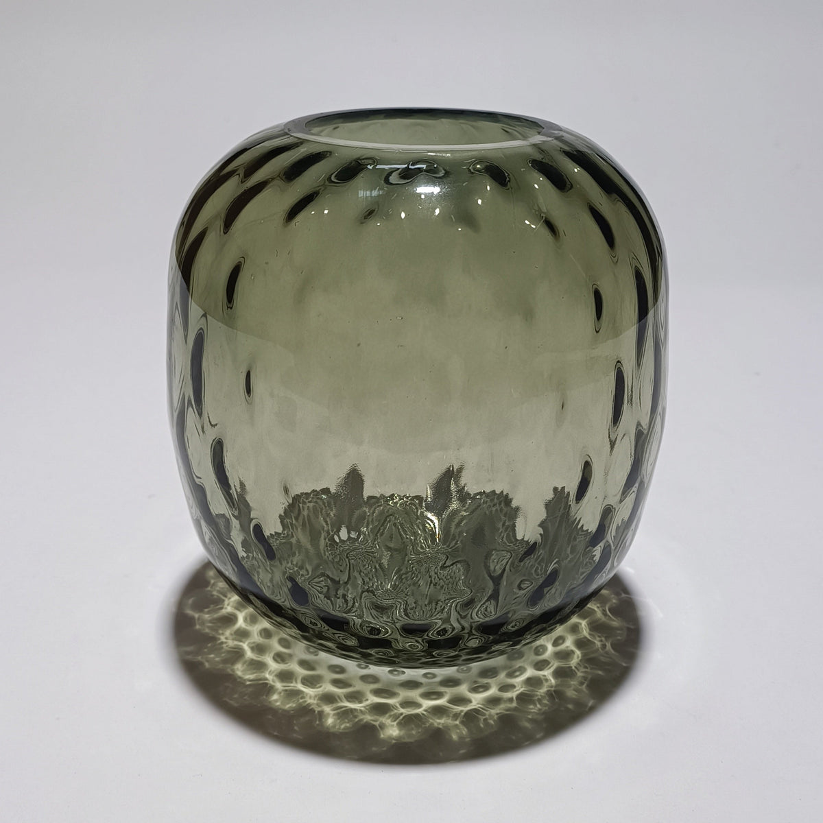 Vaso em vidro soprado com canelado direito