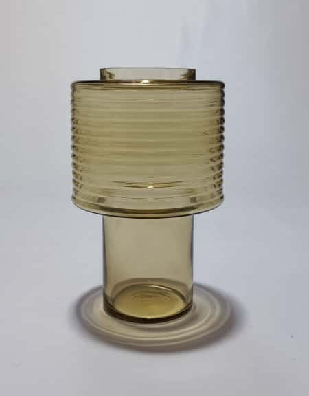 Vaso em vidro soprado, castanho e transparente