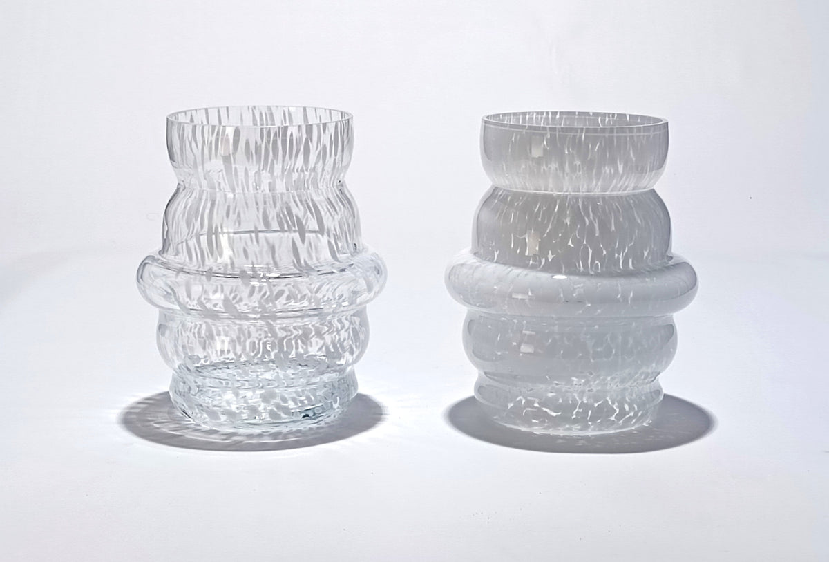 Vaso em vidro soprado ondulado, granulado – vista 12